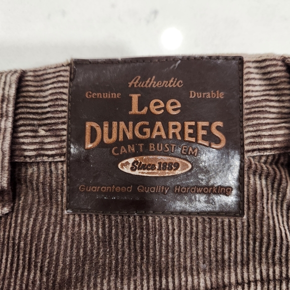 Vintage Lee Dungarees Corduroy Pants Mens 38/32 Brown Loose Straight Leg 80s 90s - Picture 6 of 13
